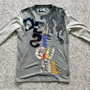 Desigual Gray and Black Graphic Shirt